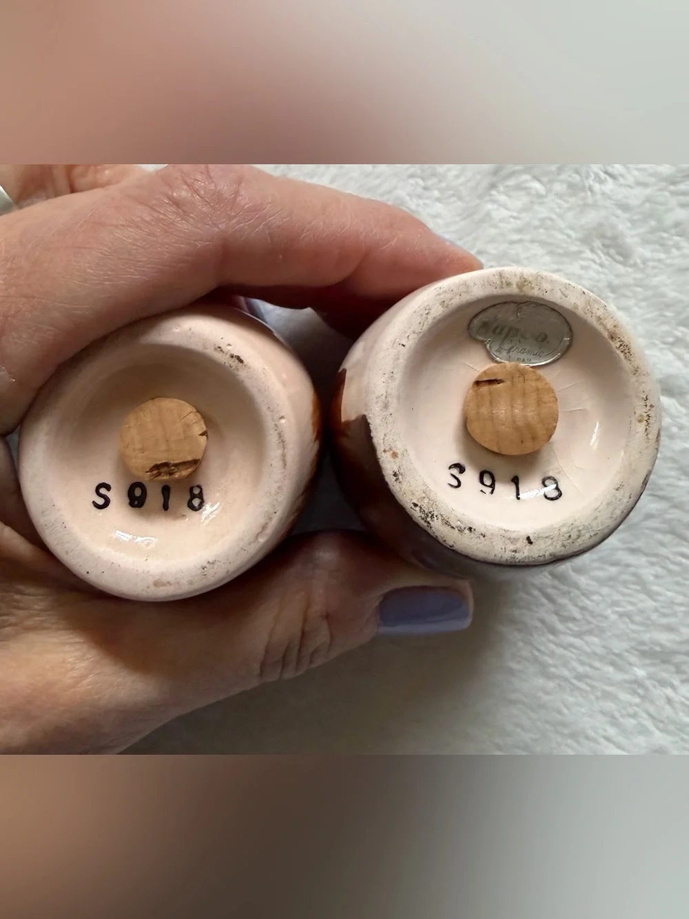 Vintage Napco Salt Pepper Shakers Egg Faces Man Woman Small Ceramic 2.25”